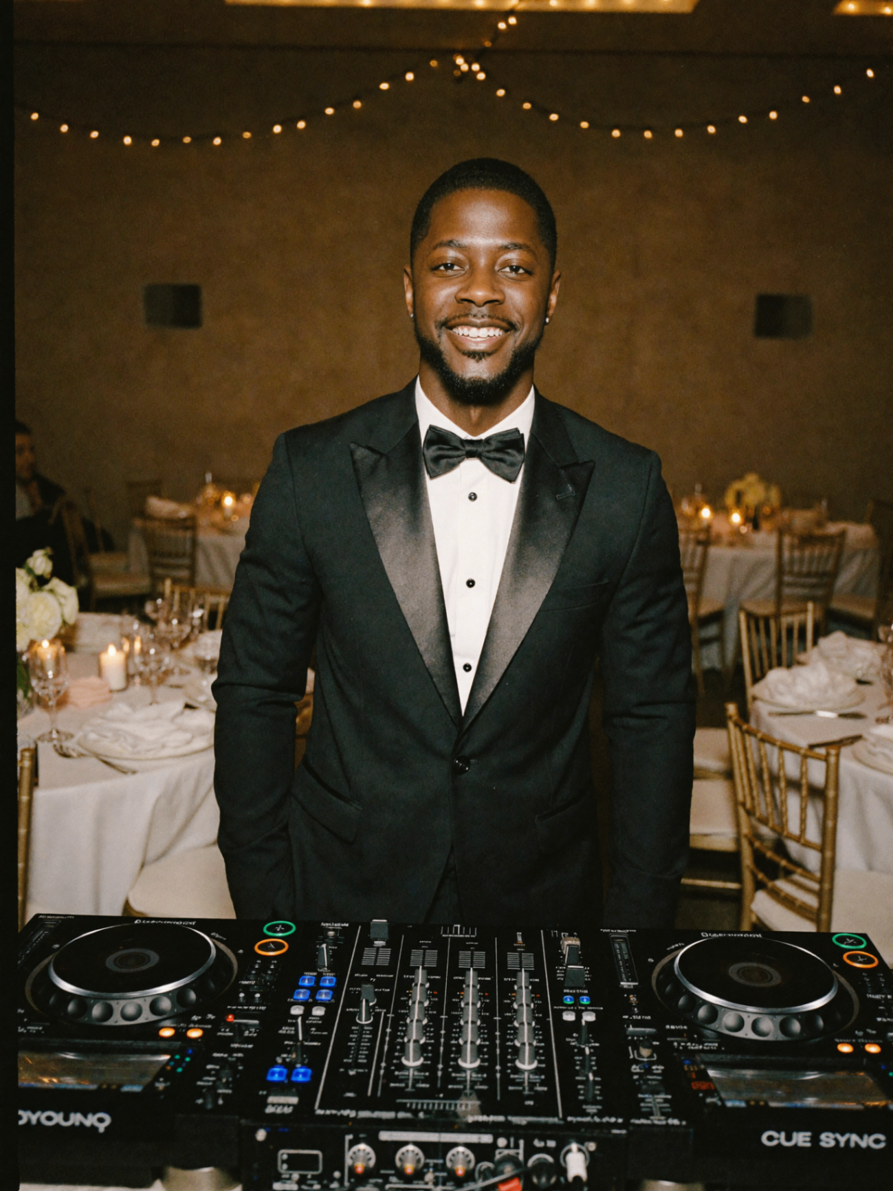 Portrait of DJ CJ at a wedding reception