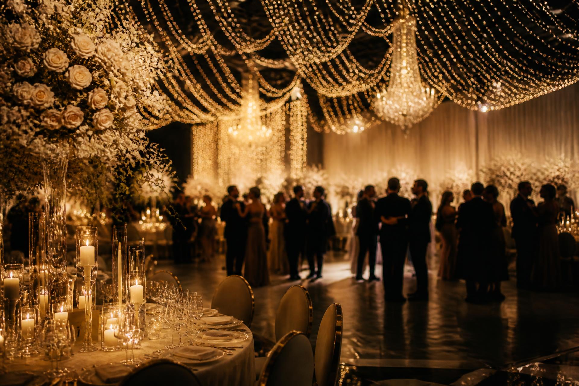 Elegant candlelit wedding reception